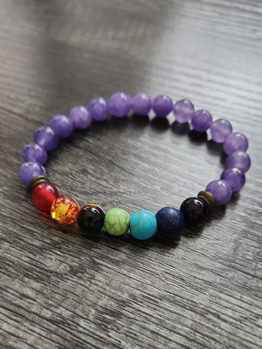 Purple Amethyst Bracelet with Multicolor Accent Beads